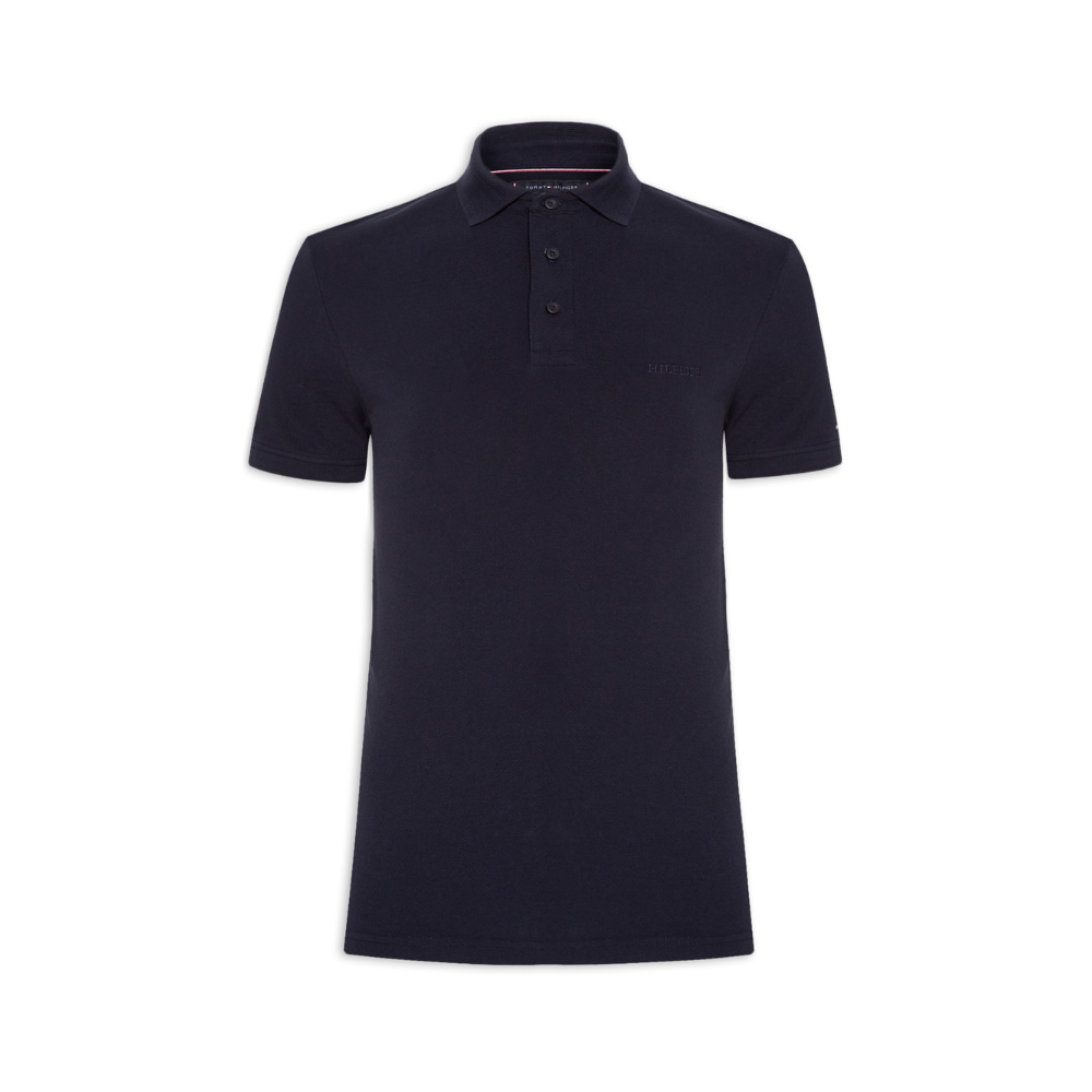 Polo Masculina Regular Fit Tonal Monotype Em Algodão - Azul