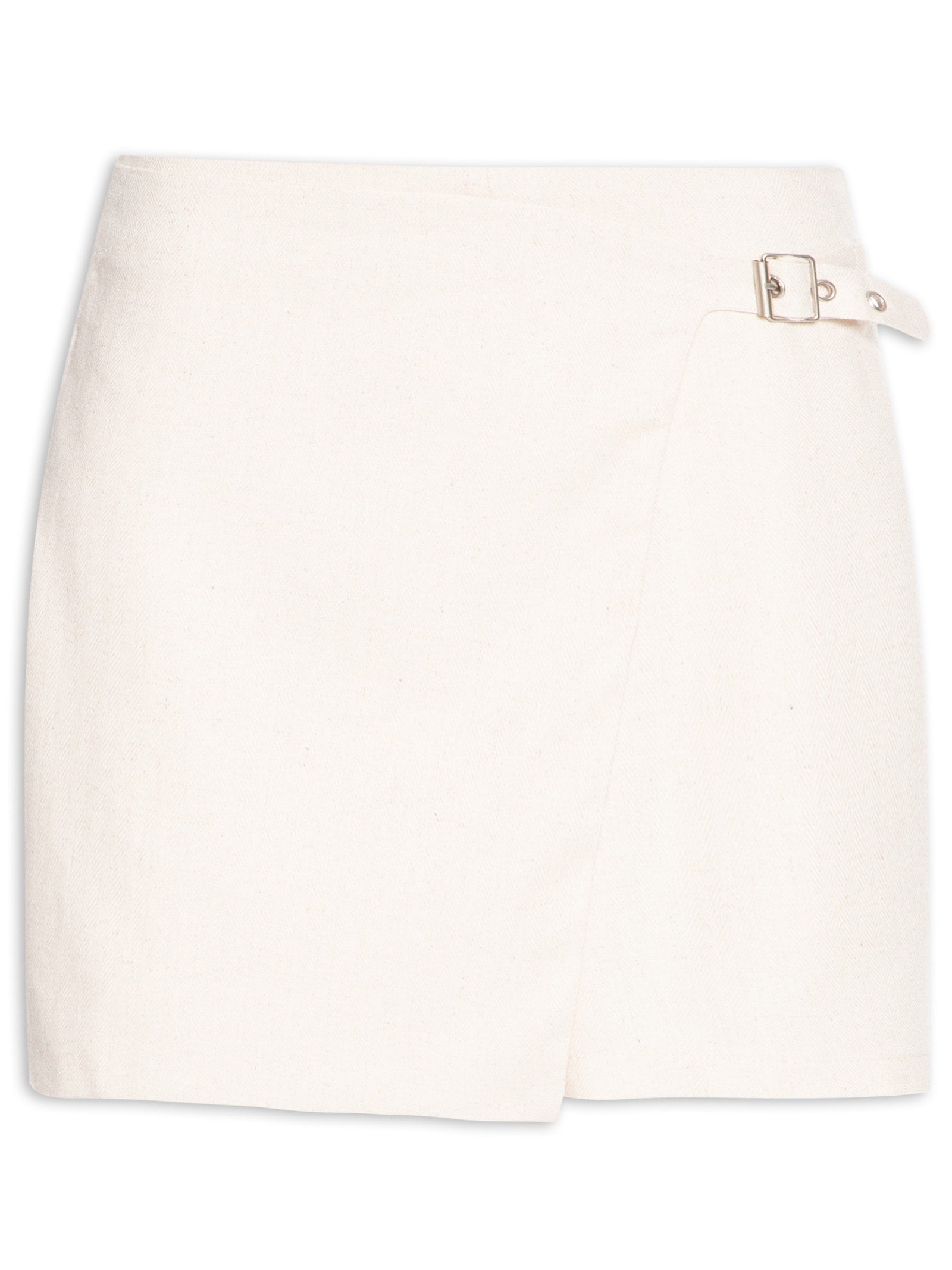 Short Feminina Fivela Tweed - Bege