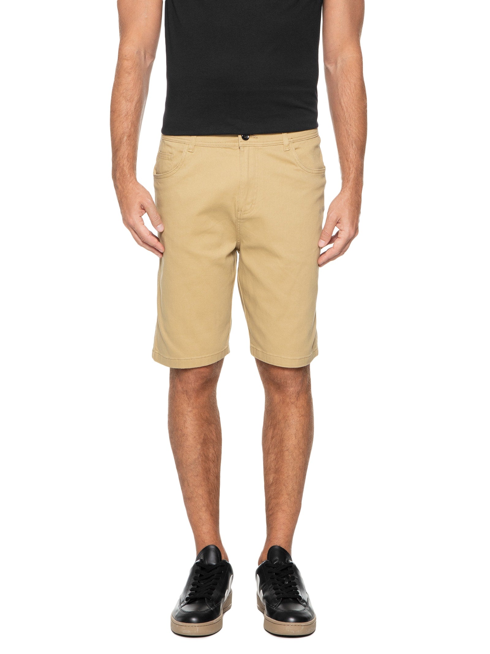 Bermuda Masculina Color Chino Curta Sarja Reat - Bege - Imagem 3