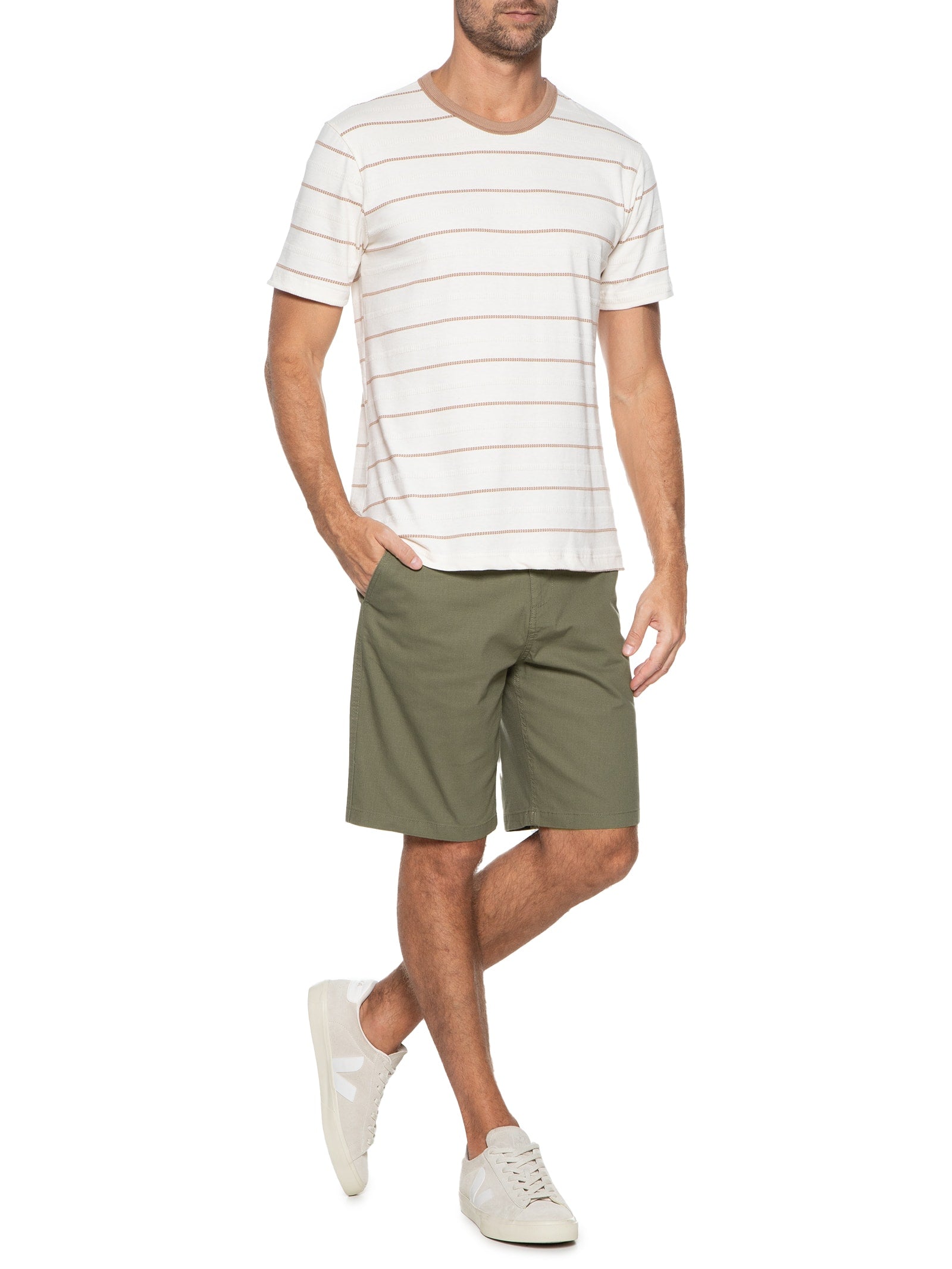 Bermuda Masculina Sarja 1/2 Elástico - Verde