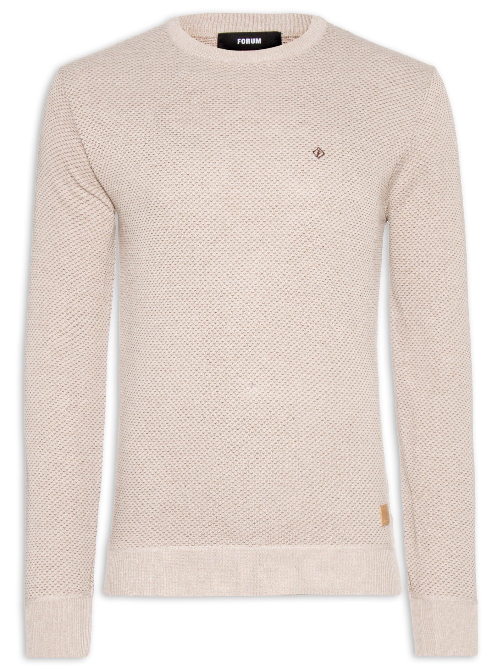 Suéter Masculino Básico Regular Fit em Tricot de Algodão - Bege