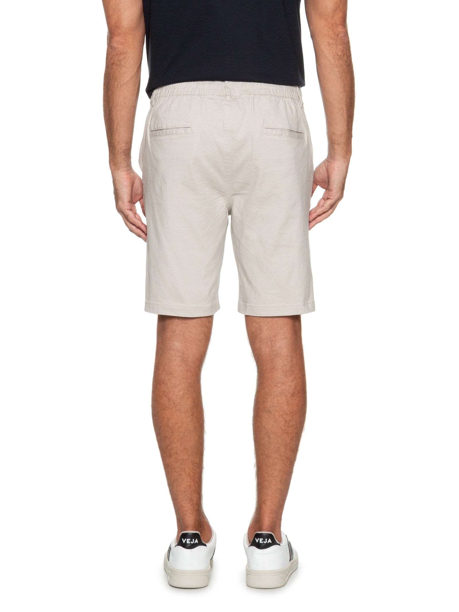 Bermuda Masculina Color Chino Curta Sarja Reat - Bege - Imagem 4