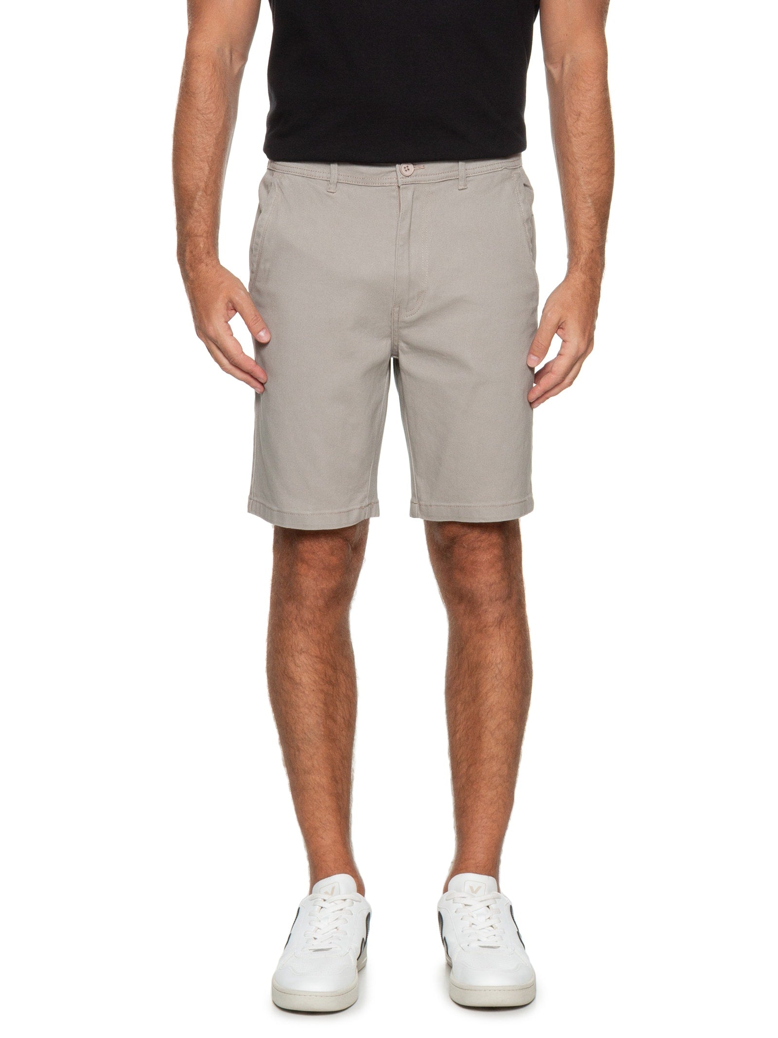Bermuda Masculina Color Chino Curta Sarja Reat - Bege - Imagem 3