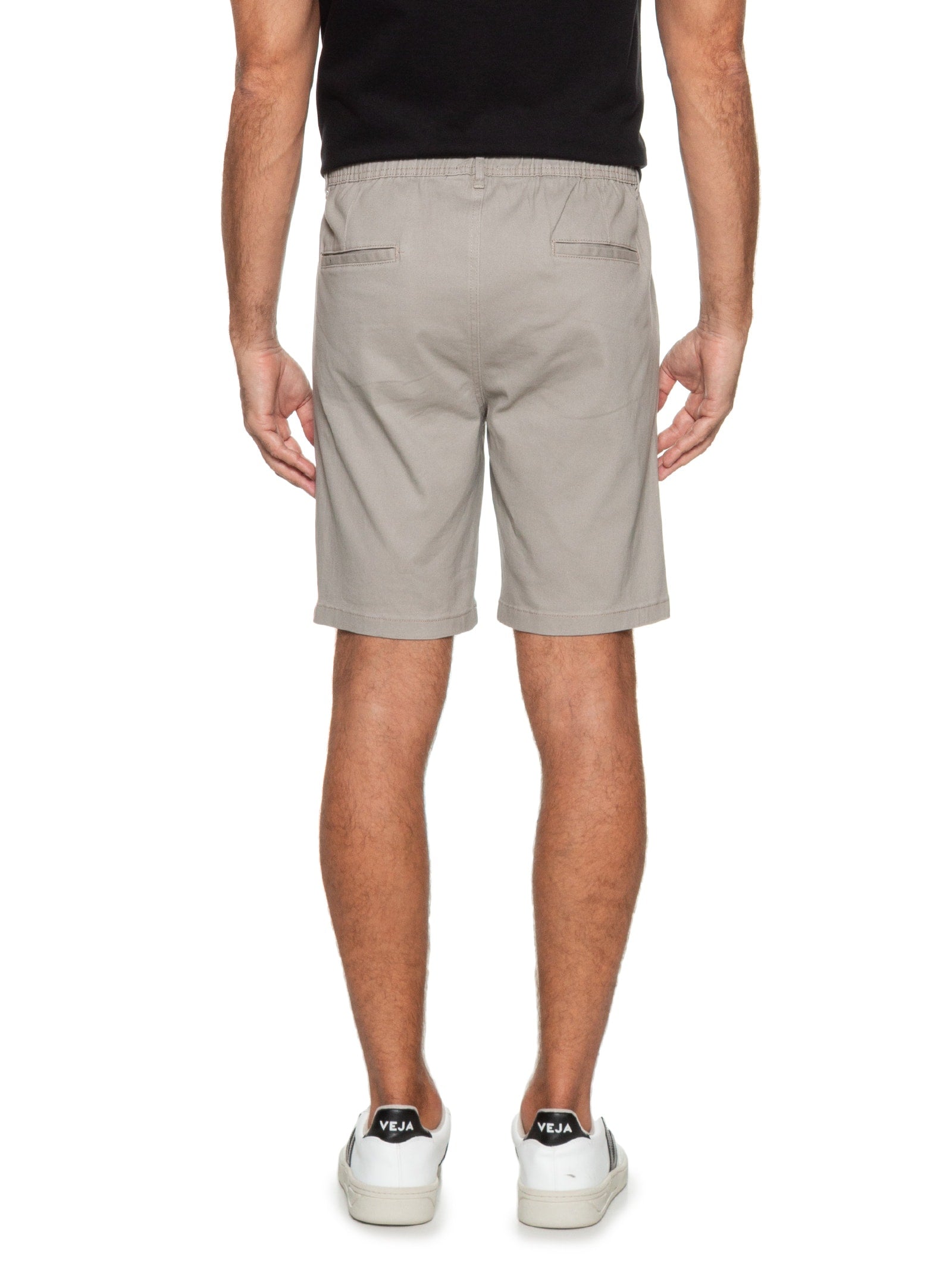 Bermuda Masculina Color Chino Curta Sarja Reat - Bege - Imagem 4