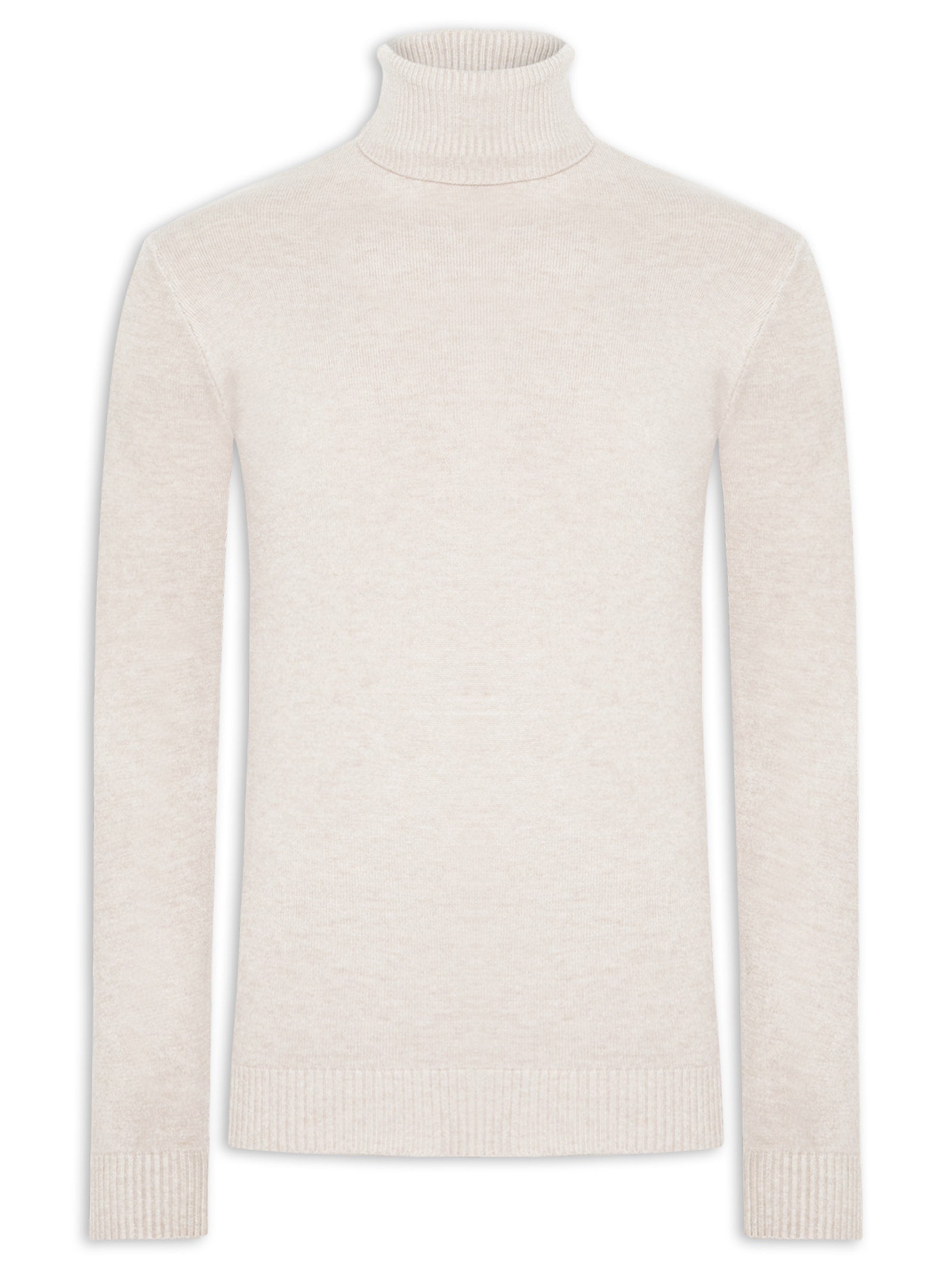 Suéter Feminino Tricot Básico Gola Alta - Bege