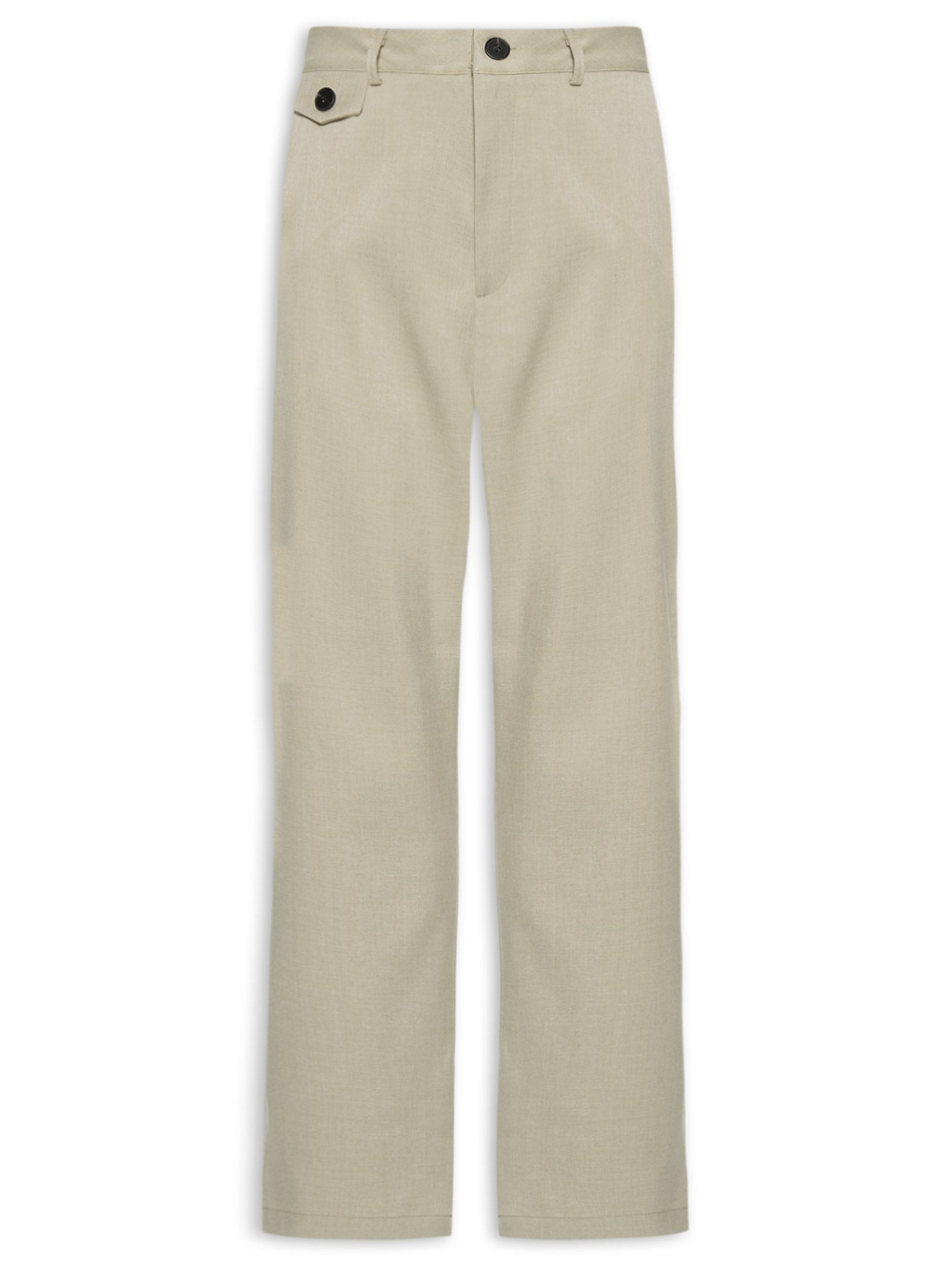 Calça Feminina Sarja Boca Reta Bege Biscoito - Bege