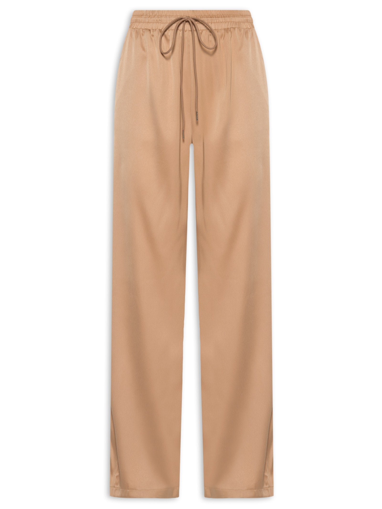 Calça Feminina Sarja Boca Reta Bege Biscoito - Bege
