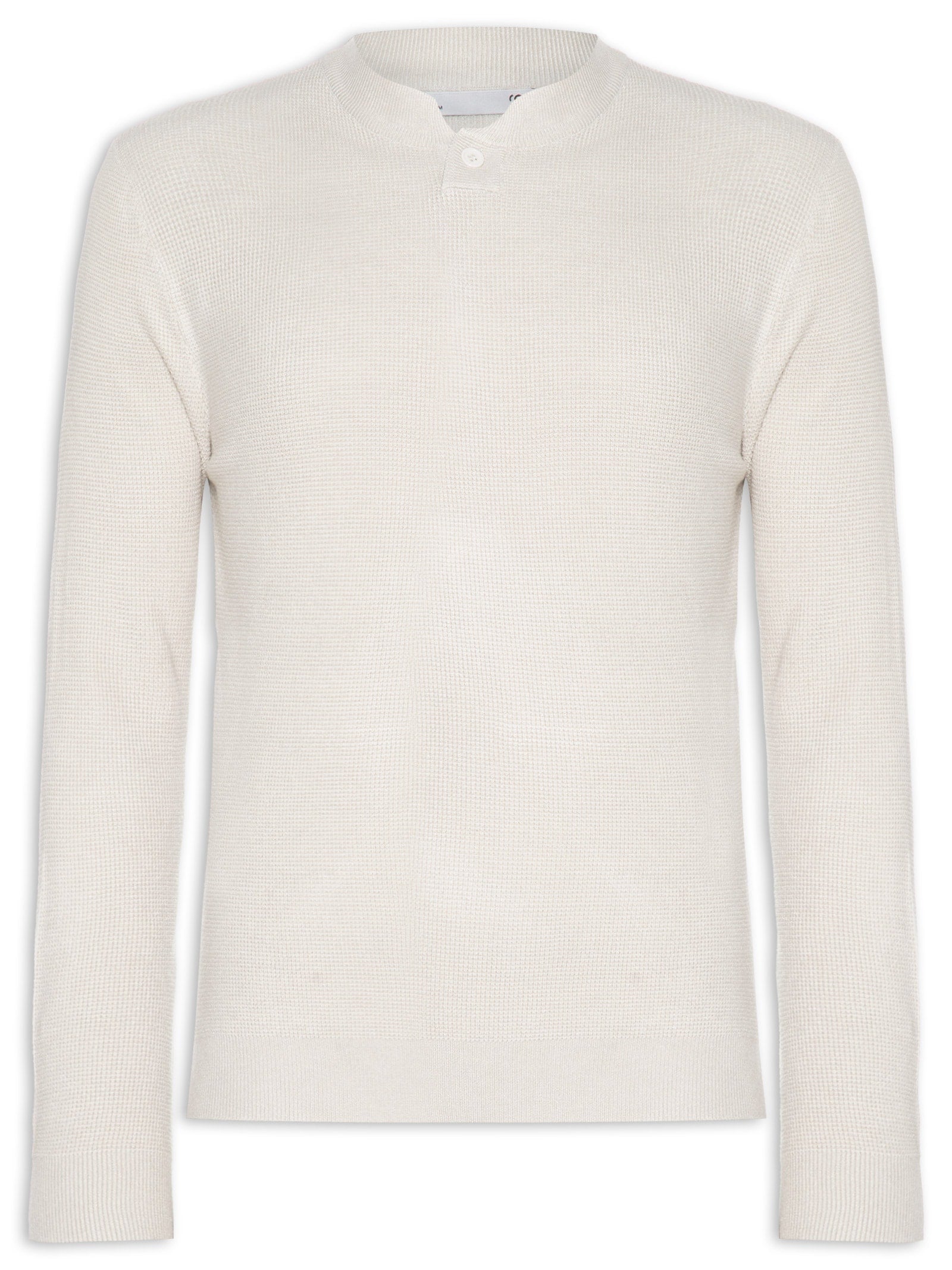 Suéter Masculino Básico Gola Careca em Tricot - Off White