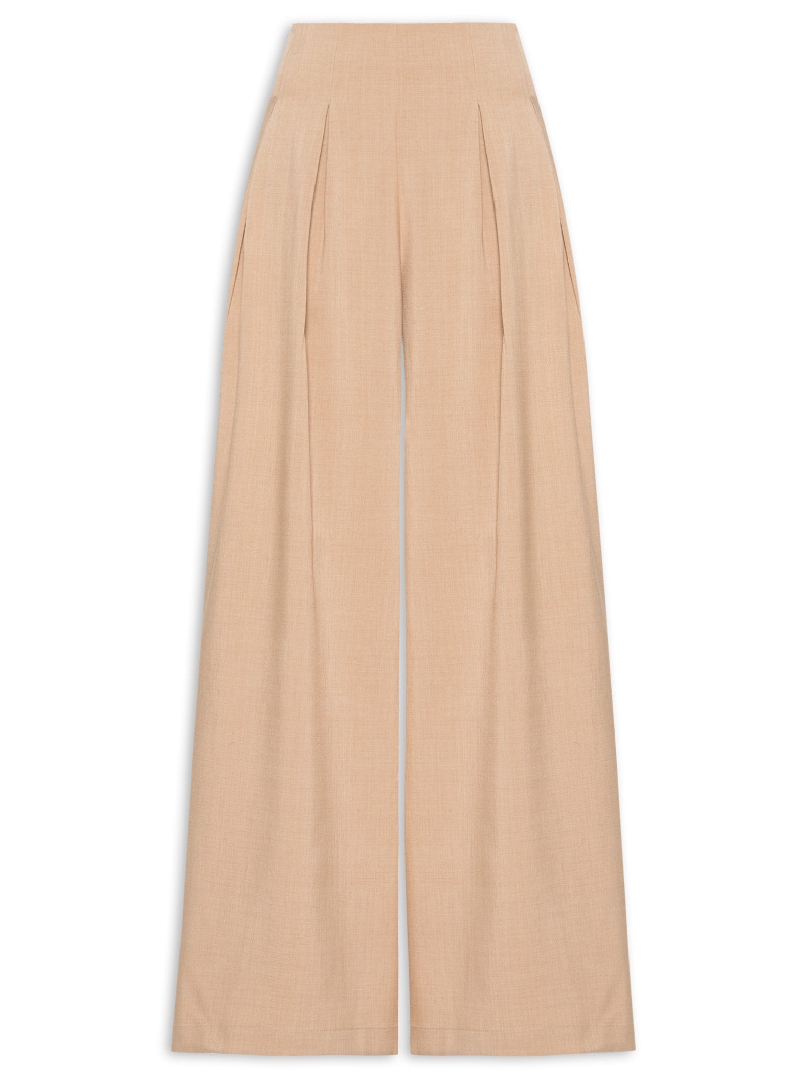 Calça Feminina Linho Pantalona Bordado Orla - Bege