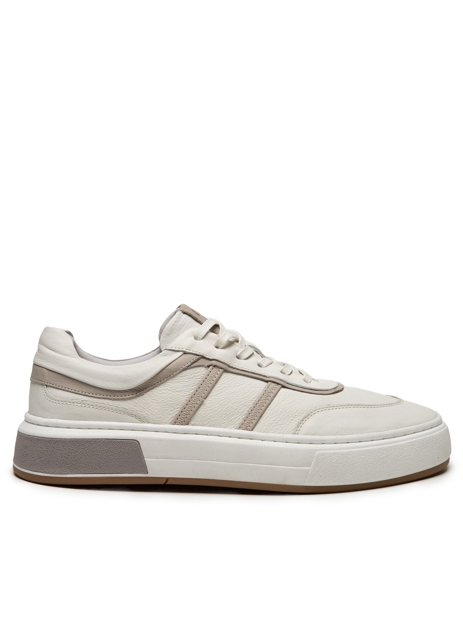 Tênis Masculino Em Camurça Com Detalhes De Couro - Off White