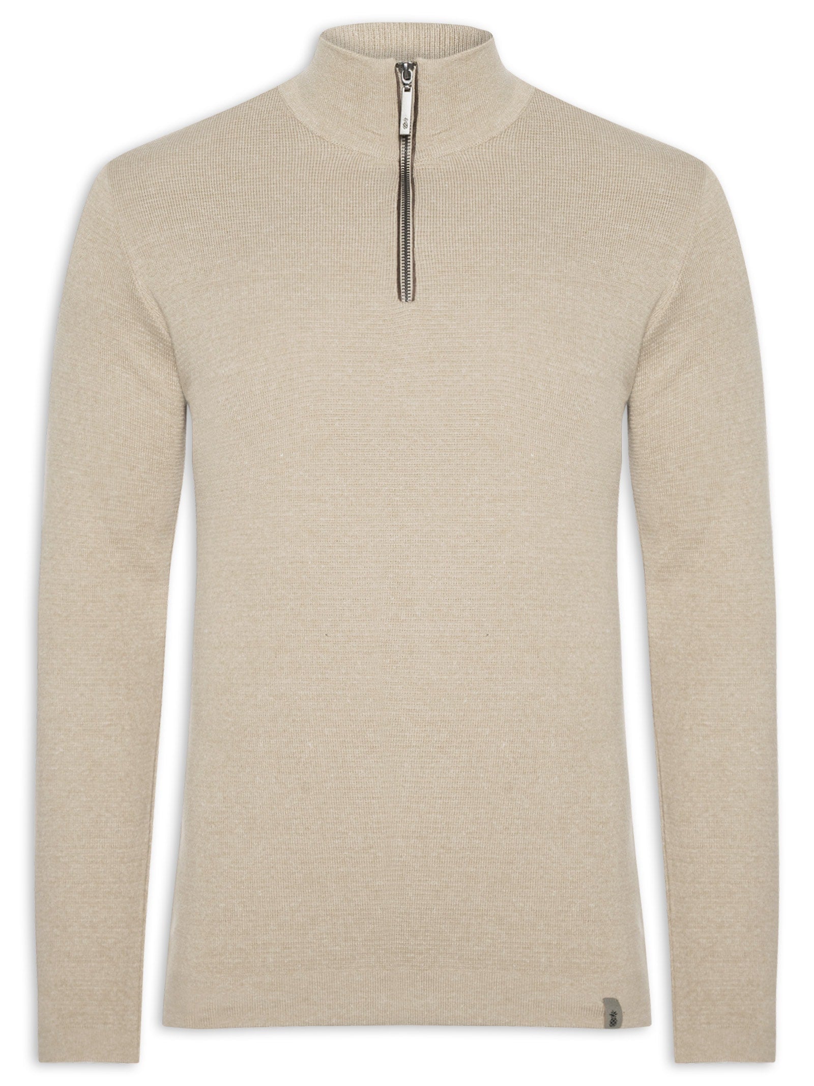 Suéter Masculino Básico Regular Fit em Tricot de Algodão - Bege