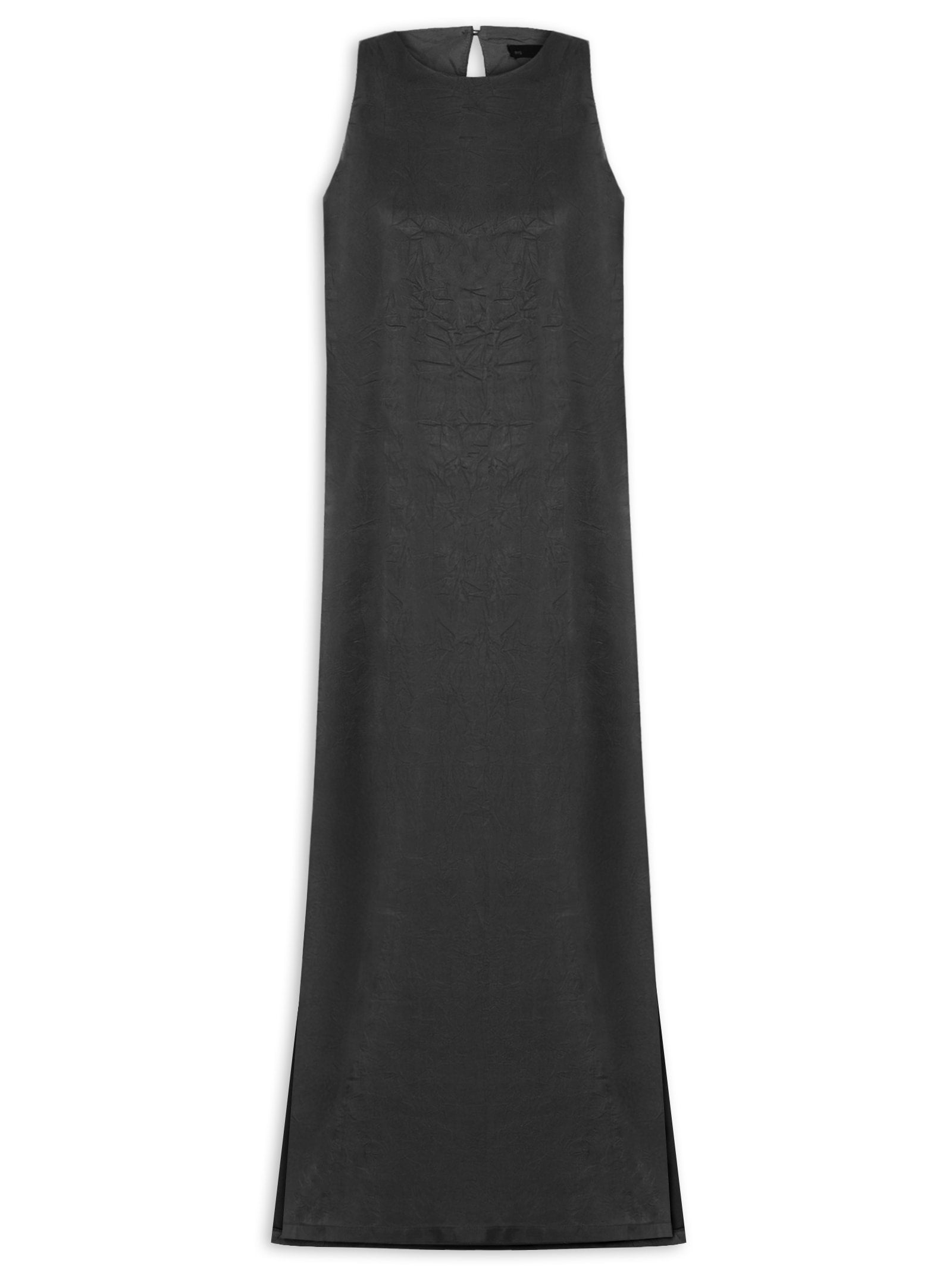 Vestido Longo Com Fenda Lateral - Marrom