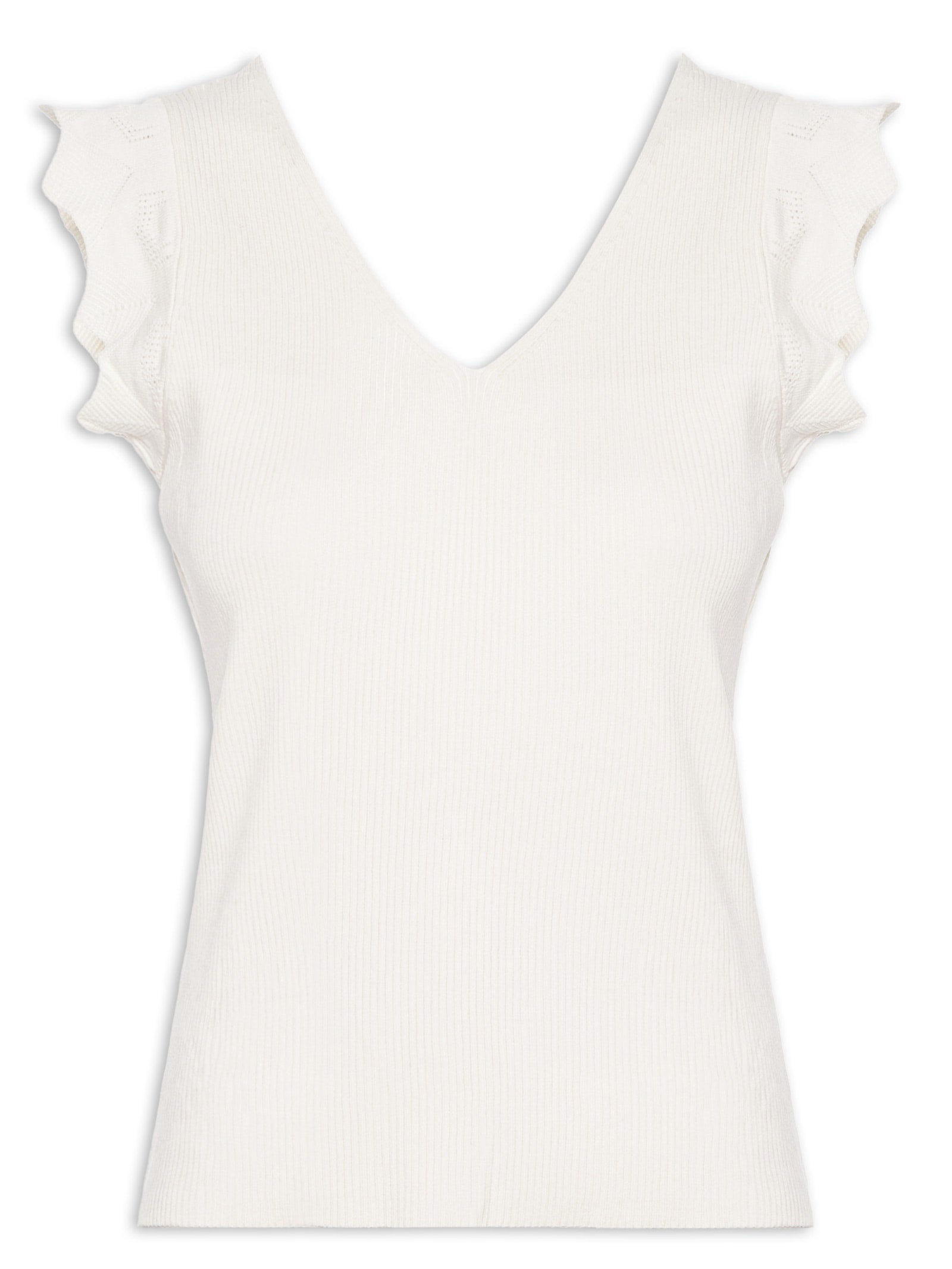Regata Feminina Cropped Em Tricot - Off White
